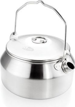Çajnik GSI Outdoors Glacier, 1L, çelik inox, dorezë palosëse, argjendtë
