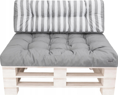 Set jastëkësh për divan paletash HOBBYGARDEN LEO, 120x80 cm, material Oxford, gri me vija të bardha
