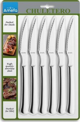 Set thikash bifteku AMEFA Chuletero Steak, 6 copë, çelik inox, me doreza plastike