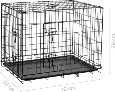 Kafaz metalik për qen Rebel L, 76×53×59 cm, i palosshëm, i zi