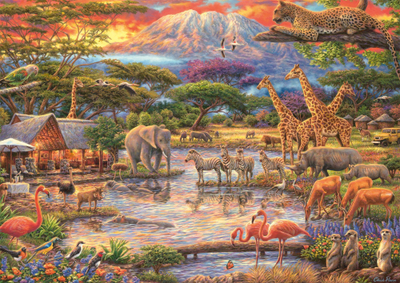 Puzzle Schmidt Spiele Paradise Under Mount Kilimanjaro, 500 pjesë, shumëngjyrësh