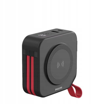 Power bank Philips DLP4347CB/00, 10000mAh, karikim wireless 15W, e zezë