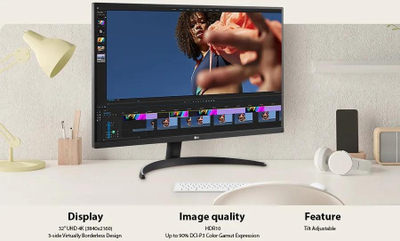 Monitor LG 32UR500K-B, 31.5", 4K UHD, i zi
