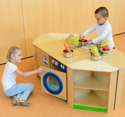 Kabinet këndor druri për kuzhinë lojërash Masterkidz, 39.5 x 39.5 x 52 cm, ngjyrë druri