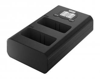 Karikues dykanalësh Newell DL-USB-C për bateri CPSS1B GoPro, ekran LED, i zi