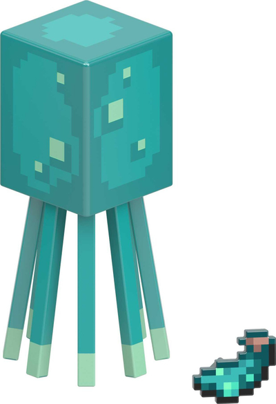 Figurë aksion Minecraft Glow Squid, 3.25", me aksesore, jeshile