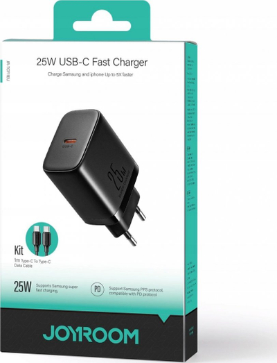 Karikues i shpejtë Joyroom JR-TCF11, 25W, USB-C, me kabllo 1m, i zi
