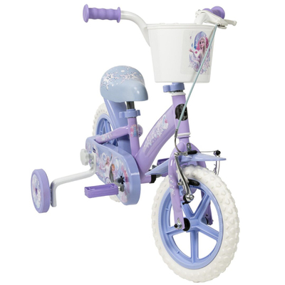 Biçikletë fëmijësh Huffy Disney Frozen 22294W, 12", me rrota ndihmëse, e bardhë vjollcë