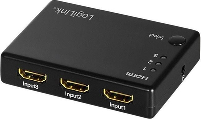 Ndërrues video HDMI LogiLink HD0042, 3 porta, Full HD 1080p, i zi