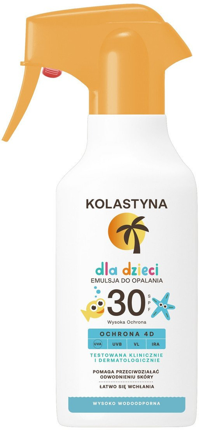 Сончев спреј за деца Kolastyna Sun Kids, SPF 30, 200 ml, бел