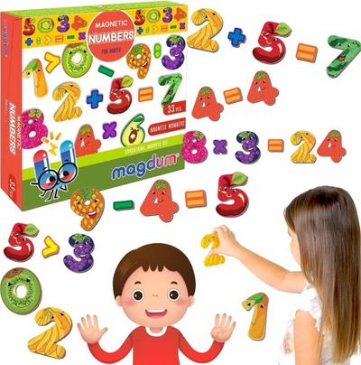 Lojë magnetike Hager Fruit Counting Magnets, numra dhe veprime matematikore, shumëngjyrëshe