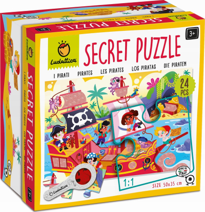 Puzzle Ludattica Secret Puzzle Pirates, 24 copa, 50x35 cm, shumëngjyrësh