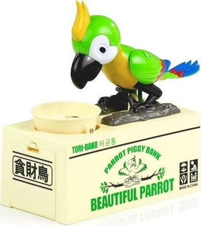 Derrkuc kursimi Lean Toys Parrot, lodër interaktive me monedha, jeshil