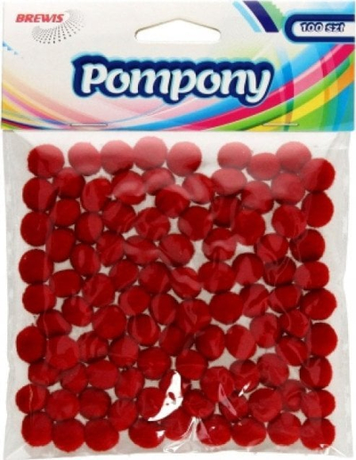 Pompone dekorative Brewis, 10 mm, 100 copa, të kuqe