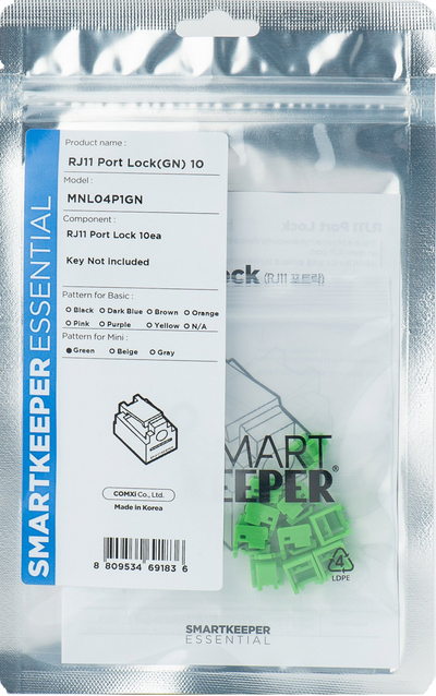 Bllokues porte RJ11 SmartKeeper Mini, set 10 copë, jeshile
