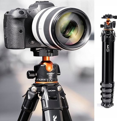 Tripod fotografik K&amp;F Concept KF09.105, lartësi 178 cm, mban deri 15 kg, ngjyrë e zezë