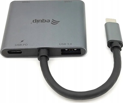 Docking station Equip 133484 USB C, HDMI 4K, alumini, argjendtë