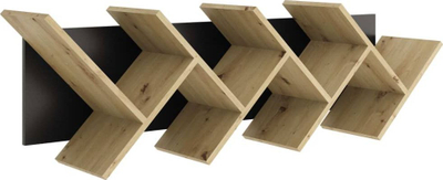 Raft muri FMD Hanging Geometric, për libra, me formë gjeometrike, në dekor lisi dhe të zi