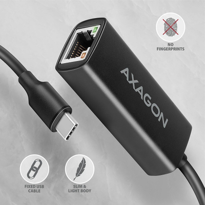 Adaptues rrjeti USB‑C në Gigabit Ethernet Axagon ADE ARC, USB 3.2 Gen 1, 1 Gbps, i zi