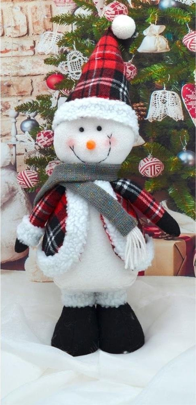Figurinë dekorative Saska Christmas Snowman, 50cm, e bardhë kuqe zi