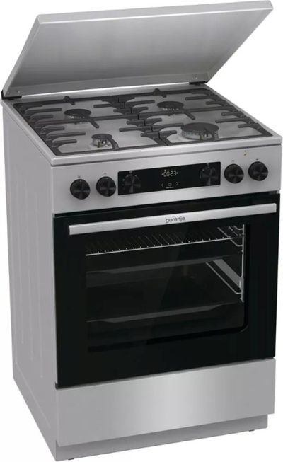Shporet me gaz dhe furrë elektrike Gorenje G600 GKS6C71XF, 4 vatra, 71L, inox