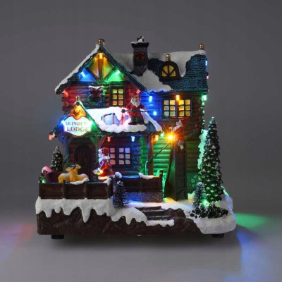Dekor Krishtlindjesh me Santa, skenë dekorative, LED, 25 cm
