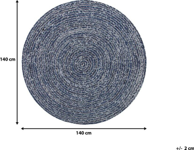 Tapet rrumbullak BULUCA Denim, 140 cm, pambuk, blu e errët