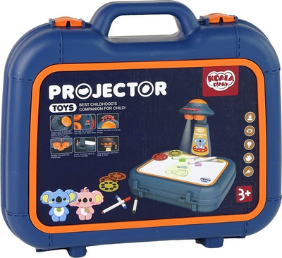Lodër projektor për vizatim LEANToys, set me disqe figura, me valixhe, blu