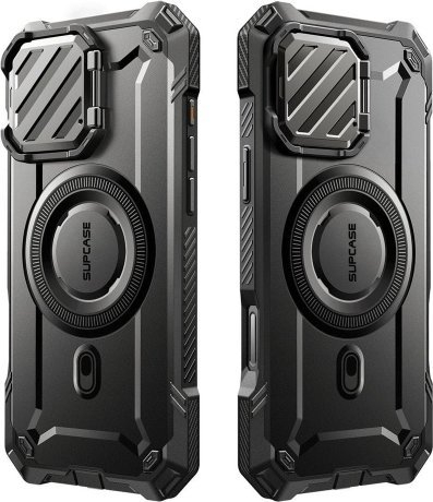 Mbulesë telefoni Supcase SUP-iPhone 2024 Max MagXT V2, me unazë mbajtëse, me kapak kamere, e zezë