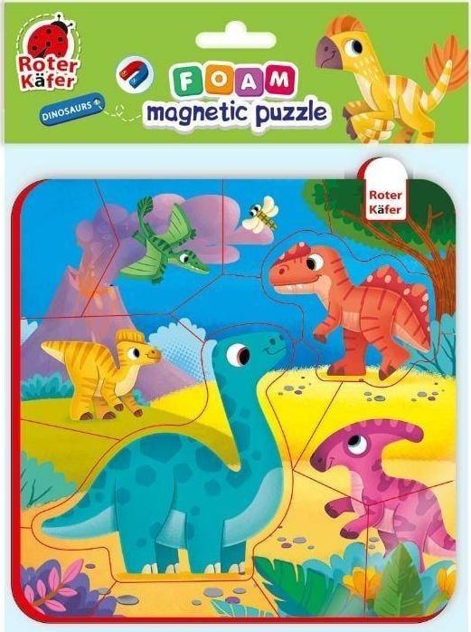Puzzle magnetik shkumë Roter Kafer Dinosaurs, set edukativ fëmijësh, shumëngjyrësh