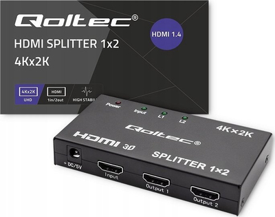 Splitter Qoltec HDMI 1 në 2 me mbështetje 4K Ultra HD