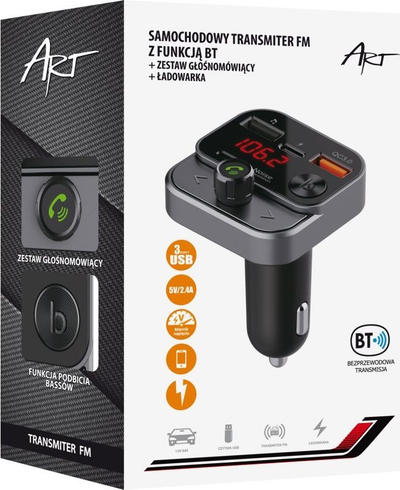 Transmetues FM Bluetooth për makinë me Noise Cancelling, 30W, QC3.0 USB‑C, i zi