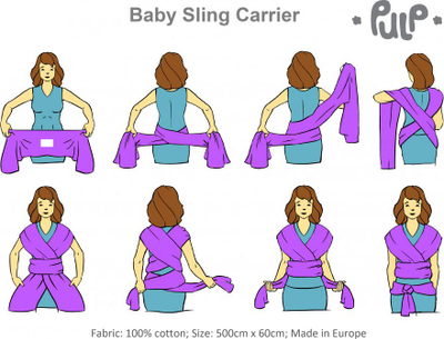 Shall mbajtës për bebe Pulp Baby Sling, pambuk organik, i zi