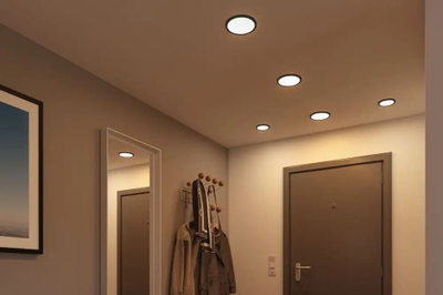 Panel LED për tavan Paulmann Areo Round, 3000K, Ø11.8cm, i zi