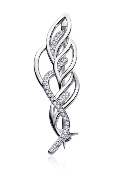 Broshë MOISS Luxury O0000014, argjend, cubic zirconia transparent