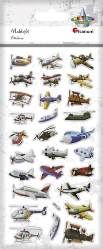 Ngjitësa dekorativë Titanum Convex Soft Stickers Flying Machines, set me ngjyra nga të gjitha