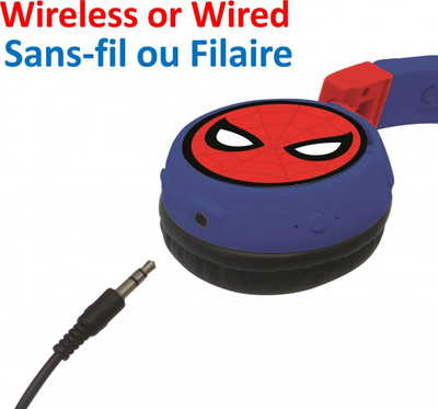 Kufje wireless për kalamoj Lexibook Spider-Man, Bluetooth, të palosshme, blu e kuqe