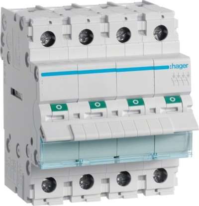 Ndërprerës modular Hager SBN490, 100A, 4 poli, gri