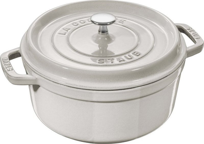 Tenxhere Staub Round Cast Iron, 2.2L, prej gize, e bardhë White Truffle