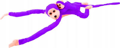 Lodër pelushi majmun Mascot, me bebe, 90 cm, vjollcë