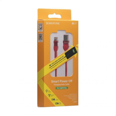 Kabllo USB Borofone BU45, USB A në Lightning, 1.2m, e kuqe