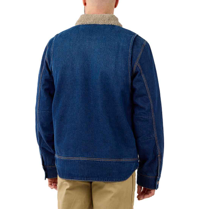 Xhaketë xhinsi Carhartt Denim Sherpa për femra, e brendshme sherpa, madhësia L, blu e errët