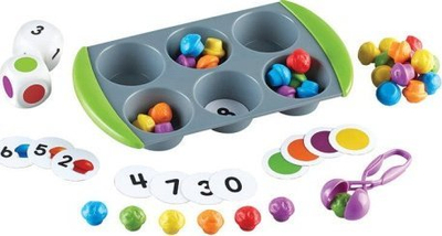 Lodër edukative Learning Resources Mini Muffin Match Up, set për matematikë, 60 muffins, me shumë ngjyra
