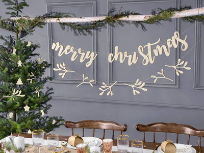 Garlandë druri për zbukurim Wooden Garland Mistletoe, 127 cm, krem bezhë