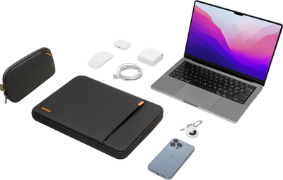 Futrollë laptopi Tomtoc Defender A13, për 13\" MacBook Air Pro, me çantë për aksesorë, e zezë