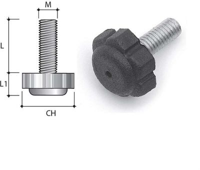 Регулирачки шрафови за рерна M8x22 PI06 PNE, сет 4 парчиња, црни