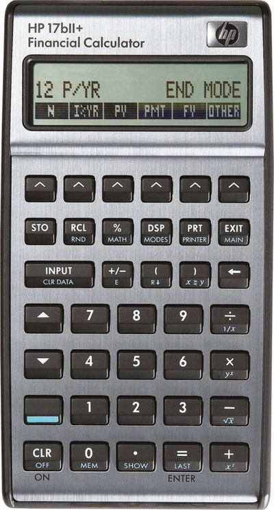 Kalkulator financiar HP 17BII Plus, LCD me 2 rreshta, 250 funksione, argjend