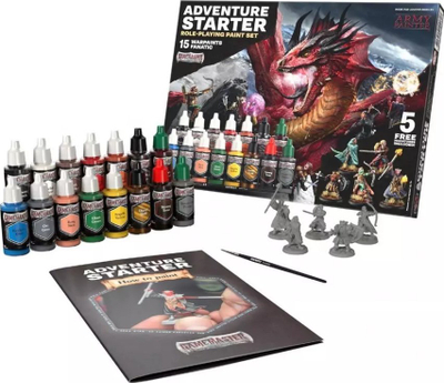 Set boje akrilike The Army Painter GameMaster Adventure Starter, 15 x 18ml, me primer, shumëngjyrëshe