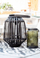 Fener dekorativ Atmosphera Interior Designer Black Woven Willow Rattan, 35cm, me gotë qelqi mrena, i zi