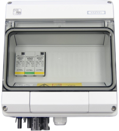 Kuti lidhje fotovoltaike CITEL PV DC2, 1 string PV, SPD Type 2, IP65, e bardhë